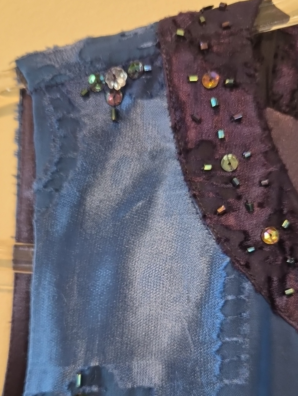 ECI Silk Blended Royal Blue Embellished Mini Dress - Picture 3 of 11